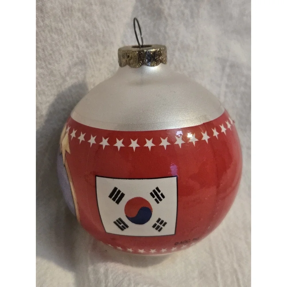 Vintage 1998 Korea‎ Namdaemun Christmas Ornament AGC USA South Korea Flag